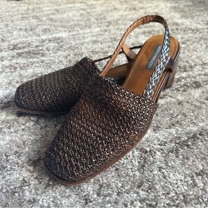 Dolce Vita Brown Mules with Woven Design